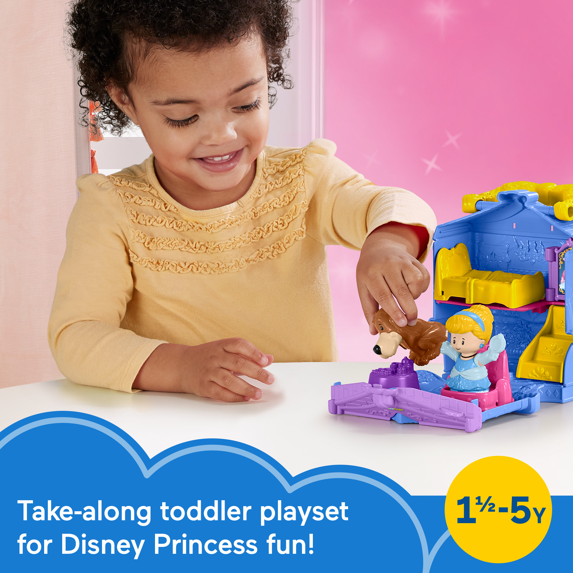 Disney Princess Cinderella On-the-Go Playset for Toddlers – Portable Pretend Play with 2 Figures & Accessories - Image 2