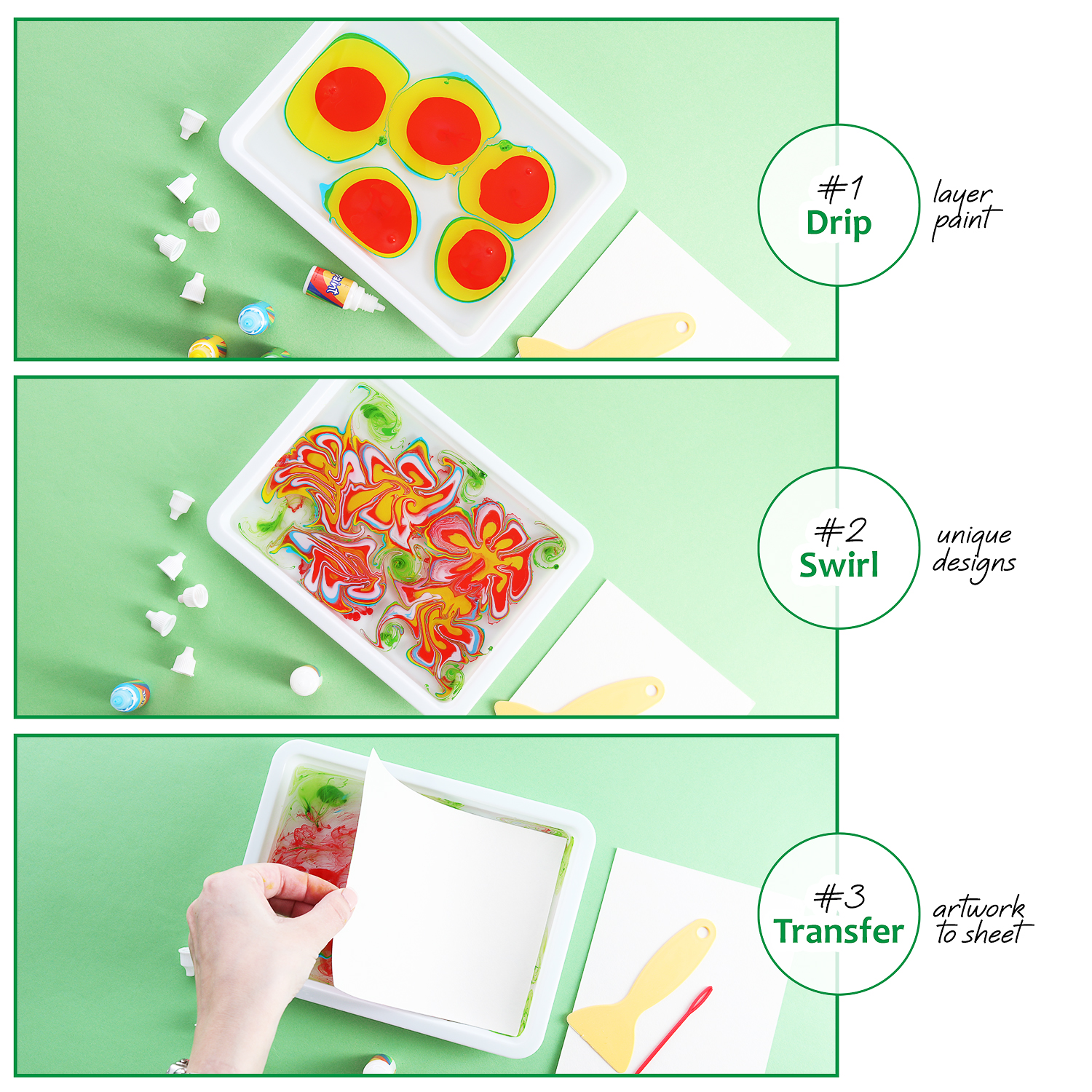 CraftBud Marbling Paint Kit for Kids – Water Art Set with 5 Vibrant Paints, Guide Book, and Accessories – Fun Arts & Crafts for Boys & Girls Ages 6+ - Image 4