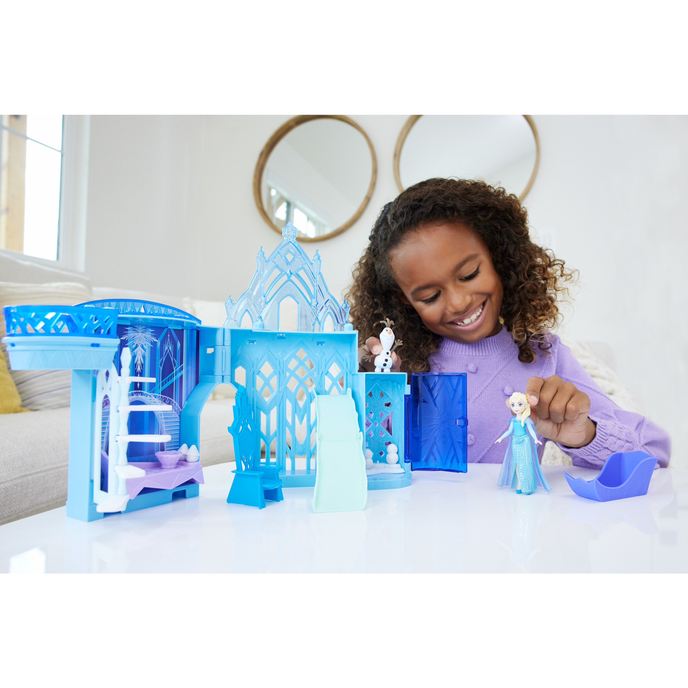 Disney Frozen Storytime Stackers Elsa's Ice Palace Playset – Small Dollhouse with Elsa, Olaf & Accessories" - Image 3