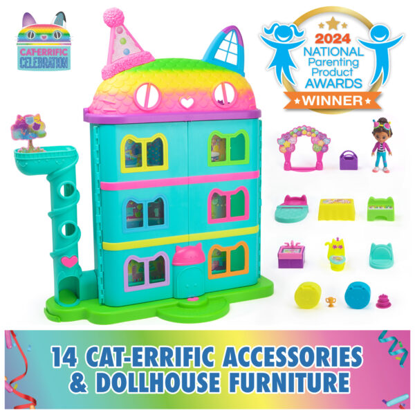 Gabby’s Dollhouse – 25-Inch Celebration Dollhouse with Figures, Furniture & Interactive Sound Effects - Image 2