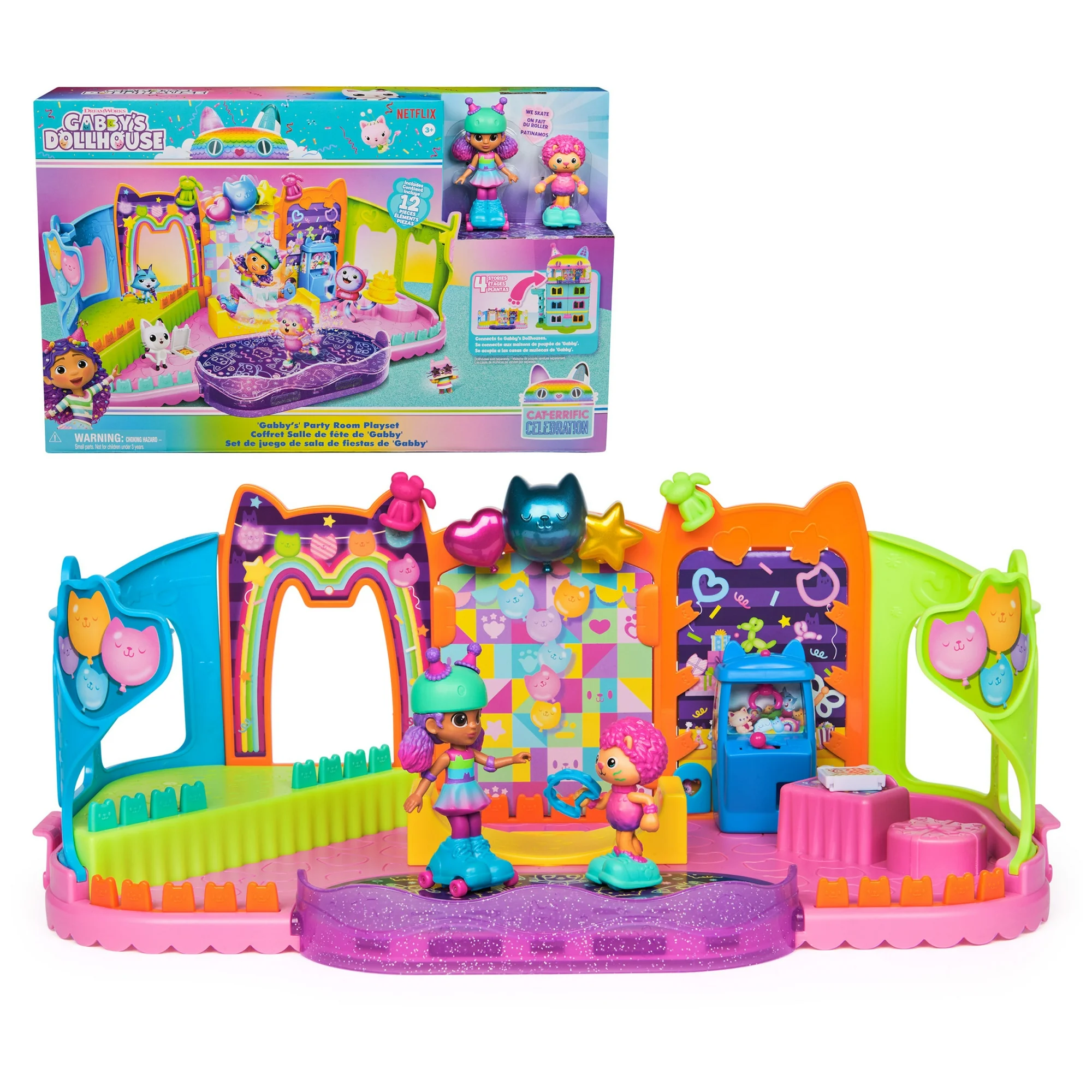 Gabby’s Dollhouse Party Room Playset – Skater Gabby & Marty Figures, Furniture & Accessories