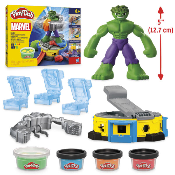 Play-Doh Marvel Hulk Smash & Squish Playset – Hulk Action Figure & Accessories, Perfect Christmas Gift for Kids Ages 4+