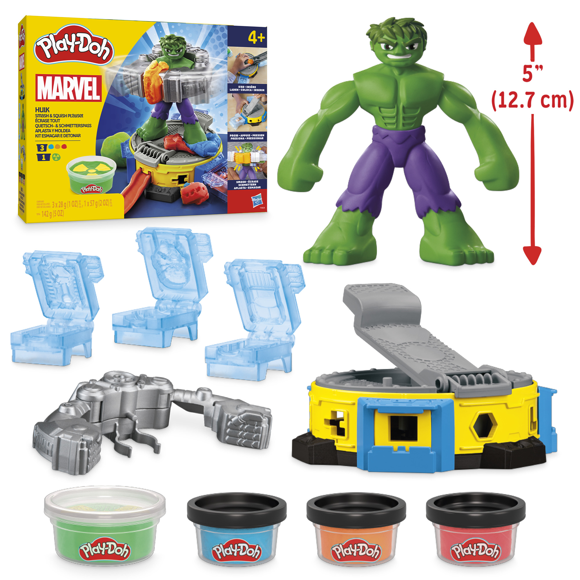 Play-Doh Marvel Hulk Smash & Squish Playset – Hulk Action Figure & Accessories, Perfect Christmas Gift for Kids Ages 4+