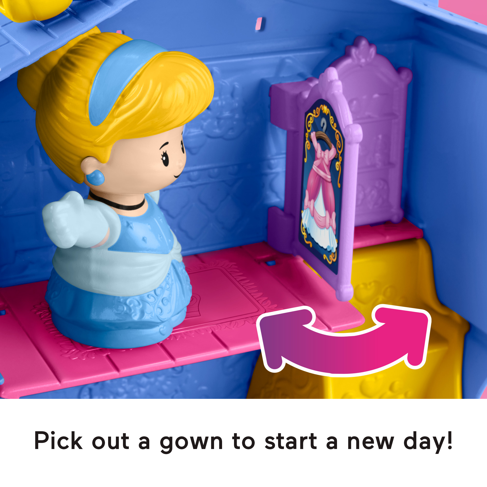 Disney Princess Cinderella On-the-Go Playset for Toddlers – Portable Pretend Play with 2 Figures & Accessories - Image 3