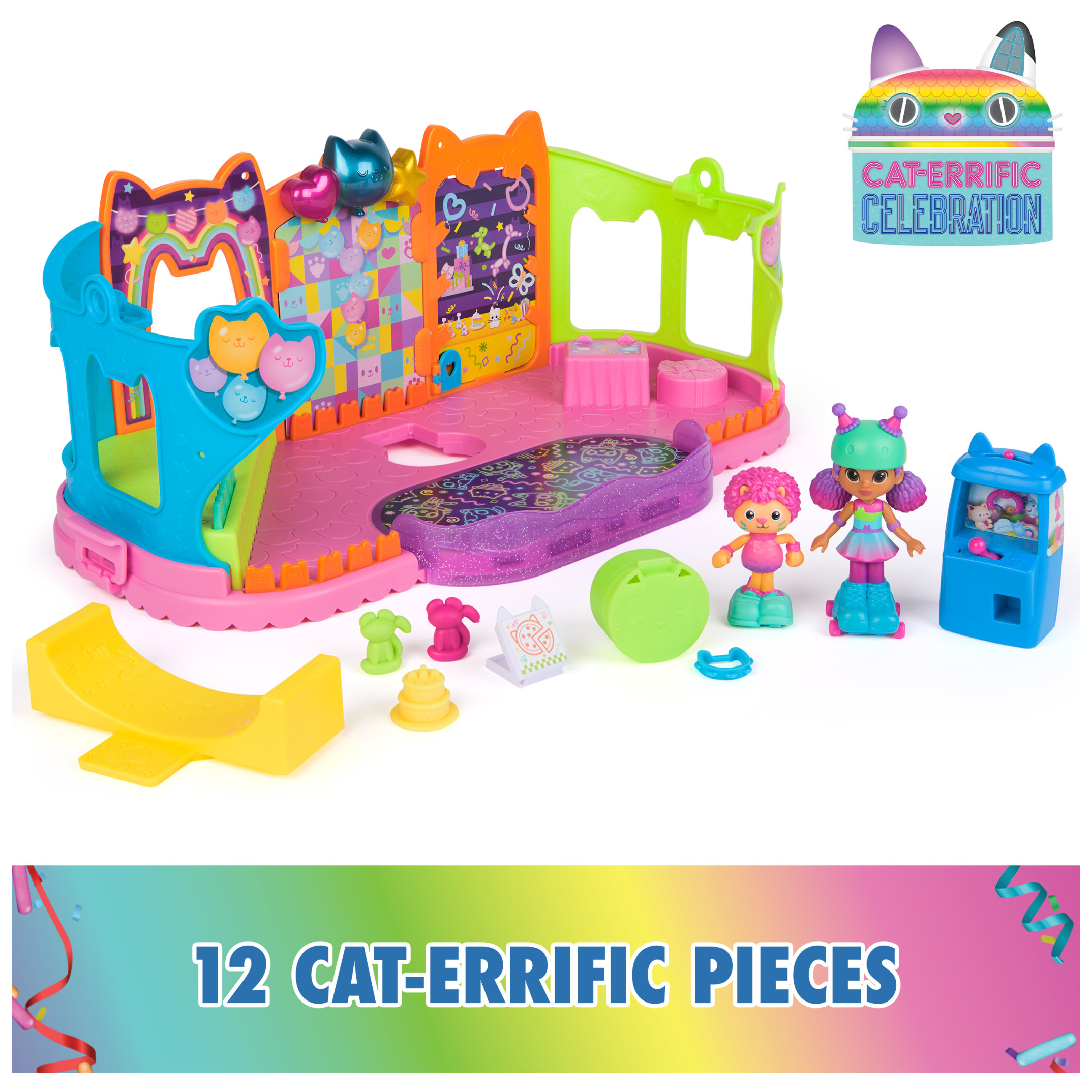 Gabby’s Dollhouse Party Room Playset – Skater Gabby & Marty Figures, Furniture & Accessories - Image 2